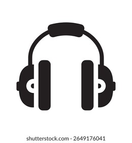 Hearing protection icon with safety earmuffs to reduce noise exposure in loud industrial environments a key piece of personal protective equipment vector solid glyph icon