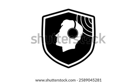 hearing protection symbol, black isolated silhouette