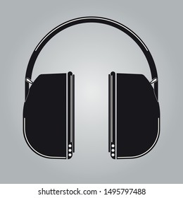 Hearing protection, vector design in black & white.