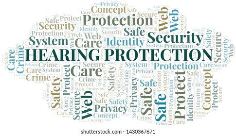 Hearing Protection word cloud. Wordcloud made with text only.