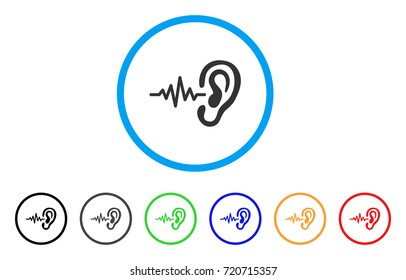 Hearing Signal rounded icon. Style is a flat hearing signal grey symbol inside light blue circle with black, gray, green, blue, red, orange versions. Vector designed for web and software interfaces.