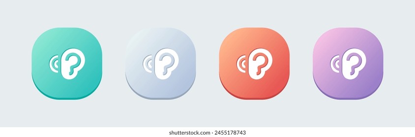 Hearing solid icon in flat design style. Noice signs vector illustration.