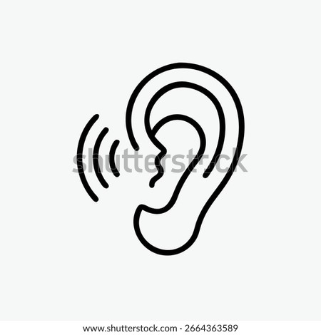 Hearing and Sound Waves Icon – Minimalist Ear Symbol	