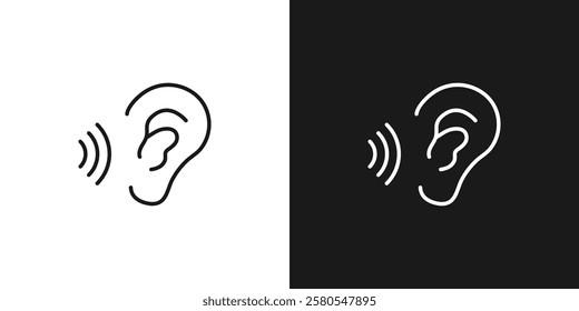 Hearing speech. Ear icon, listening to sound. Interpreting another language. Hearing or translating device or mobile app. Vector