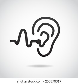 Hearing support icon isolated on white background. Vector art.