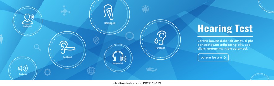 Hearing Test - Hearing Aid or loss / Sound Wave Images Set Web Header Banner