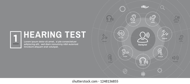 Hearing Test - Hearing Aid or loss / Sound Wave Images Set Web Header Banner