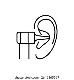 Teste de audição, ícone de exame auricular, estilo linear, traçado editável