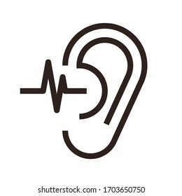 Hearing test. Ear icon isolated on white background