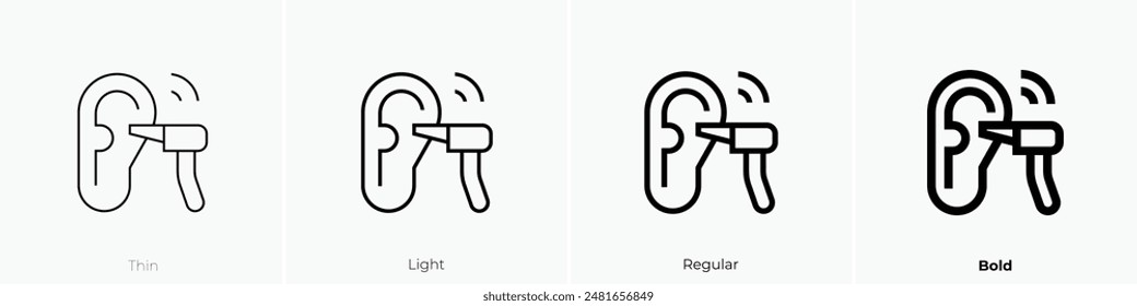 hearing test icon. Thin, Light Regular And Bold style design isolated on white background