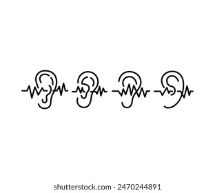 hearing test icons symbol vector design simple line black white flat illustration collections set isolated