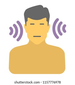 Hearing test showing ear of a person with sound waves
