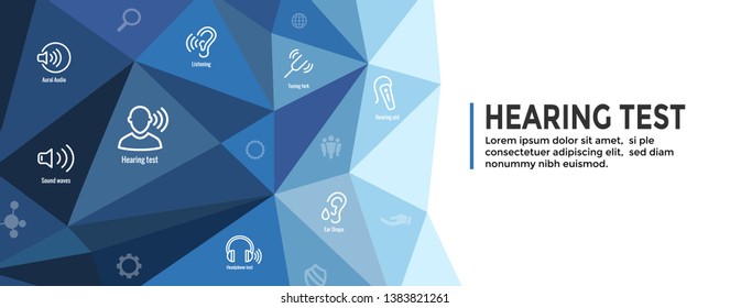 Hearing Test Web Header Banner w Sound Wave Images Set