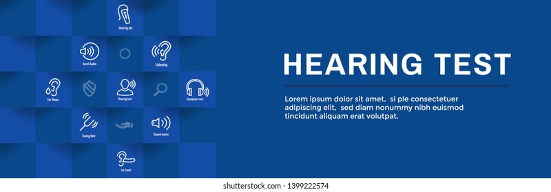 Hearing Test Web Header Banner with Sound Wave Images Set