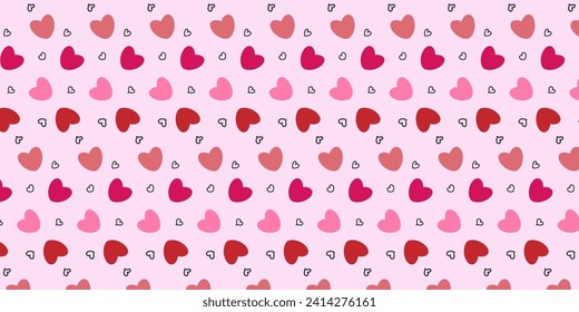Hears seamless pattern. For wrapping paper, prints, greeting cards, birthday, wedding, Valentines day, party.