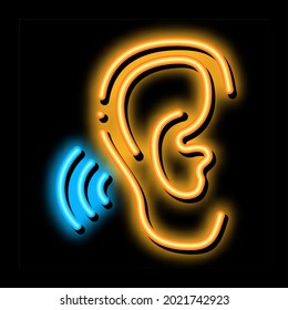 Hears Sound neon light sign vector. Glowing bright icon Hears Sound sign. transparent symbol illustration