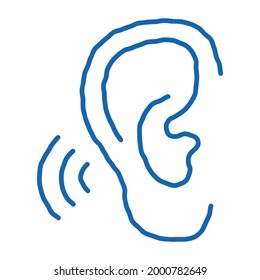 Hears Sound sketch icon vector. Hand drawn blue doodle line art Hears Sound sign. isolated symbol illustration