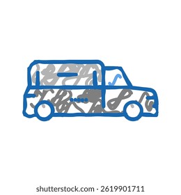hearse car doodle icon sketch vector. hearse car sign. isolated symbol illustration