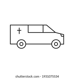Hearse car line icon. Burial outline transport. Coffin automobile symbol. Vector isolated on white
