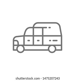 Hearse, funeral car line icon. Isolated on white background