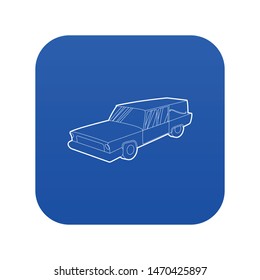 Hearse icon blue vector isolated on white background