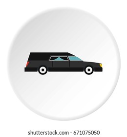 Hearse icon in flat circle isolated vector illustration for web