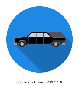 Hearse icon in flat style isolated on white background. Funeral ceremony symbol stock vector illustration.