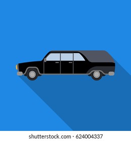 Hearse icon in flat style isolated on white background. Funeral ceremony symbol stock vector illustration.