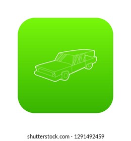 Hearse icon green vector isolated on white background