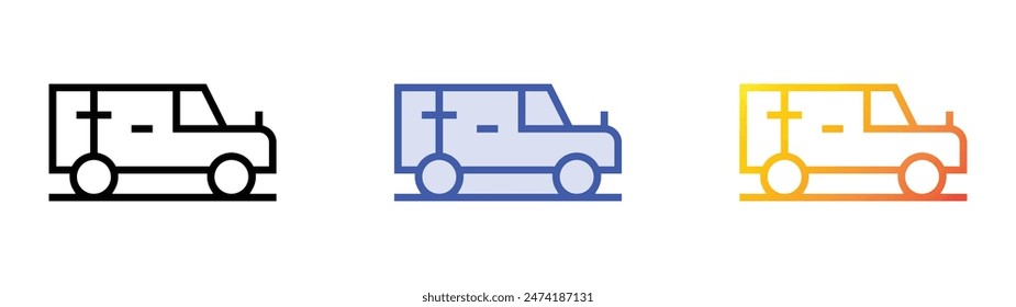 hearse icon. Linear, Blue Fill and Gradient Style Design Isolated On White Background