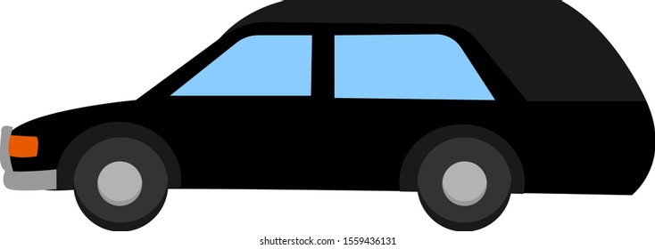 Hearse, Illustration, Vector On White Background.