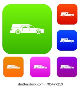 Hearse set icon in different colors isolated vector illustration. Premium collection