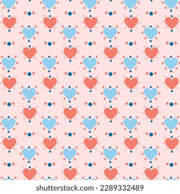 Corazón y punto con fondo rosado, Patrón encantador.