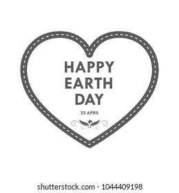 Heart for 22 april, in flat design. Vector illustration. Happy Earth Day, ecology concept.
