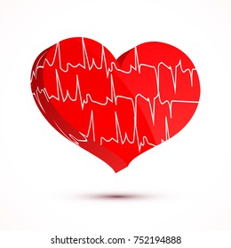 Heart. 3D background. Vector illustration