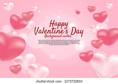 Heart 3D balloon graphic background concept. valentine's day and love theme banner and poster