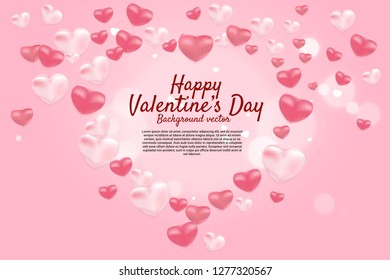 Heart 3D balloon graphic background concept. valentine's day and love theme banner and poster