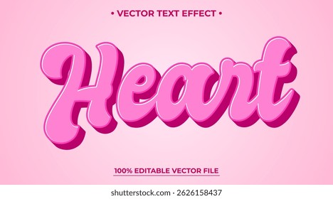 Heart 3d editable text effect Pink text effect mockup template