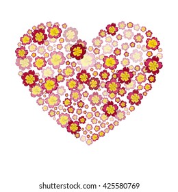 Heart with 3d effect. Primrose Flower heart. Vector Art, Stock Vector