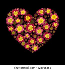Heart with 3d effect. Primrose Flower heart. Vector Art, Stock Vector