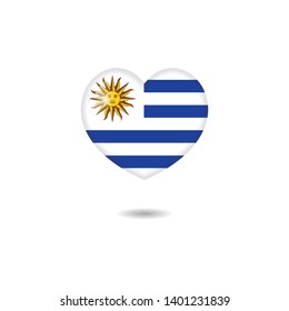 heart 3d Flag of Uruguay template design. Vector Eps 10