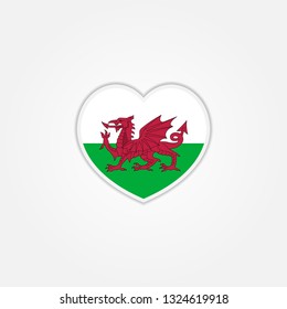 heart 3d Flag of Wales vector illustration