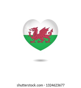 heart 3d Flag of Wales vector illustration