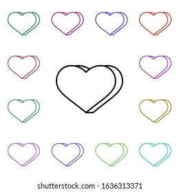 Heart 3d form multi color style icon. Simple thin line, outline vector of heartbeat icons for ui and ux, website or mobile application