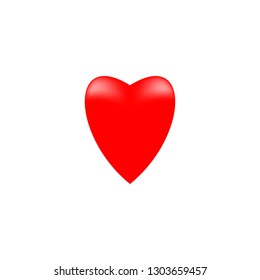 Heart 3D isolated. Red sign on white background. Romantic silhouette symbol linked, join, love, passion and wedding. Colorful mark of valentine day. Design modern element. Vector illustration