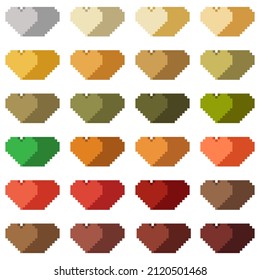 Liebe den Kunsthintergrund. 3D-Pixelart-Set des Herzens. Vektorbild. Valentinstag. Farbige Natur.