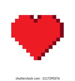 Heart 3d pixel art. Vector illustration. Valentine's Day.