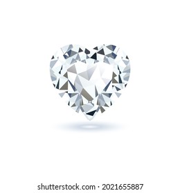 GEMAS REALISTAS DEL CORAZÓN 3D CON SOMBRA AISLADA CON FONDO BLANCO 