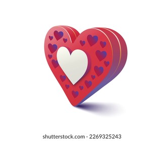 Heart 3d sign, happy element icon. Vector illustration