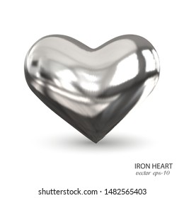 Heart 3d vector . Iron heart banner on a white background.